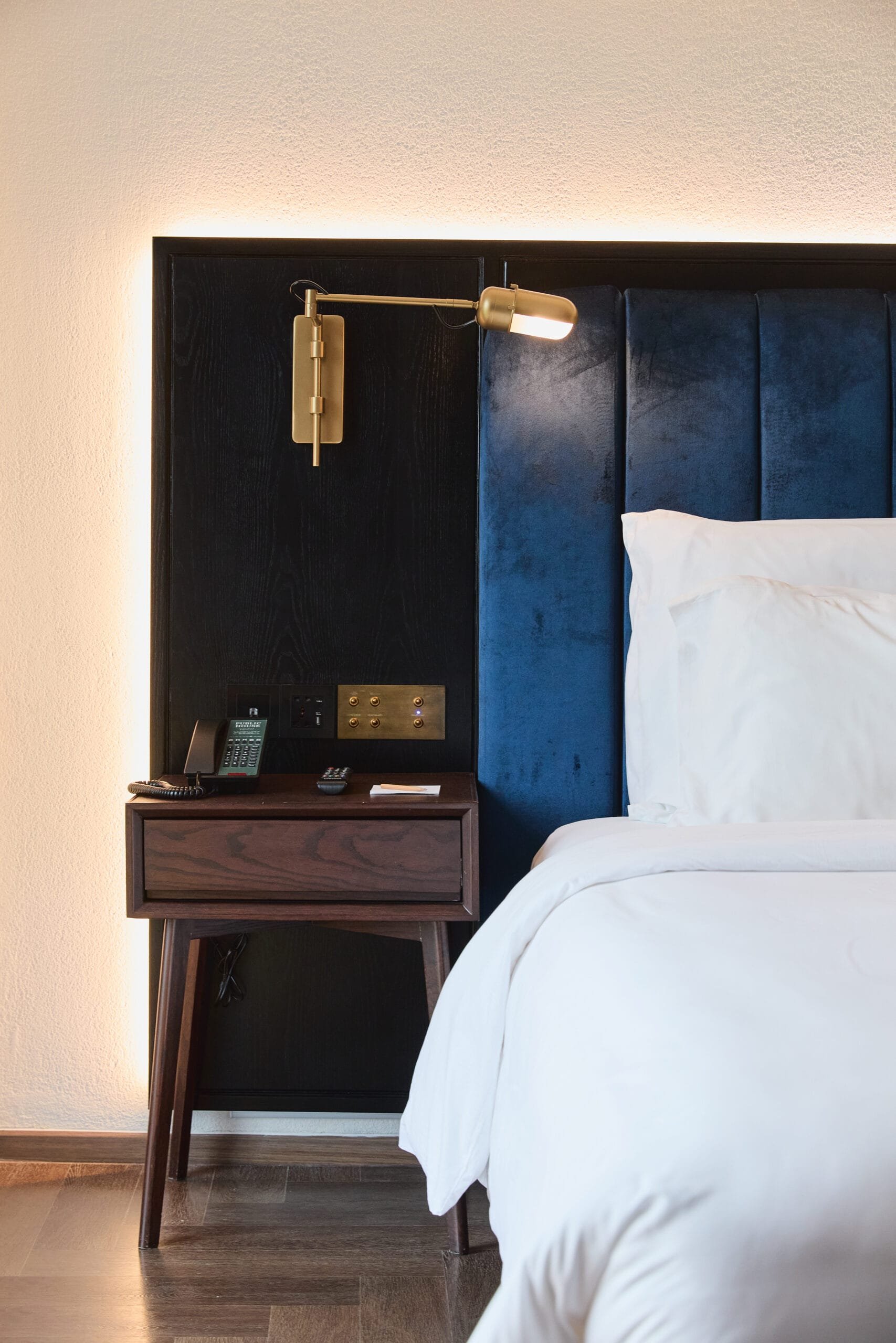Public House Bangkok bed detail in room